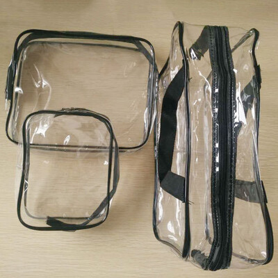 

3 PcsTransparent Cosmetic Makeup Bag Toiletry Clear Pvc Bag Travel Wash Bag Holder Set Charm