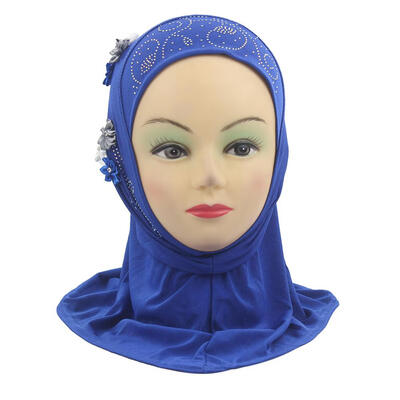 

Kids Girls Muslim Headscarf Flowers Rhinestone Soft Arab Scarf Wrap Shawls