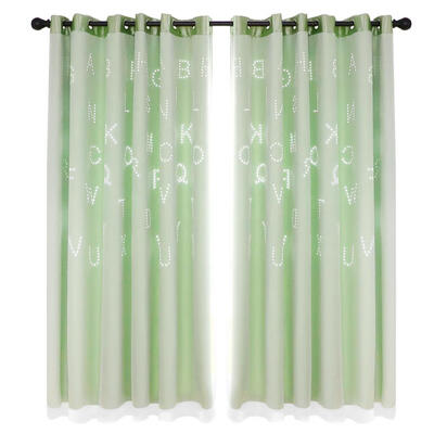 

2pcs Hollow Letters Windows Yarn Blackout Curtains Home Decorative Drapes
