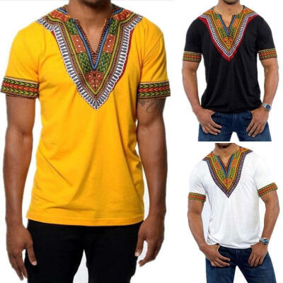 

Hot fashion Mens African Clothing Dashiki Style Cotton Printing Tops Man T-Shirt