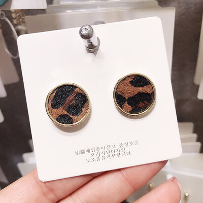 

Plush Leopard shape Round Circle Stud Earrings