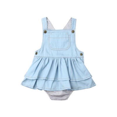 

Toddler Kids Baby Girls Summer Casual Denim Romper Jumpsuit Bodysuit Outfits Set