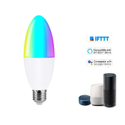 

V16- Smart WIFI LED Bulb RGBW LED Candle Bulb 6W E27 Dimmable Light Phone Remote Control Group Control Compatible with Alexa Goo