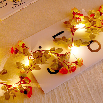 

〖Follure〗Christmas LED String Light Rose Flower Vine Leaves Wreath Wedding Decoration