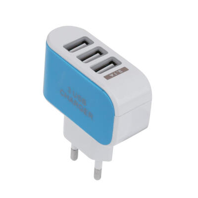 

3USB EU Plug LED Mobile Phone Chargers Multi-Head Travel Charger2A