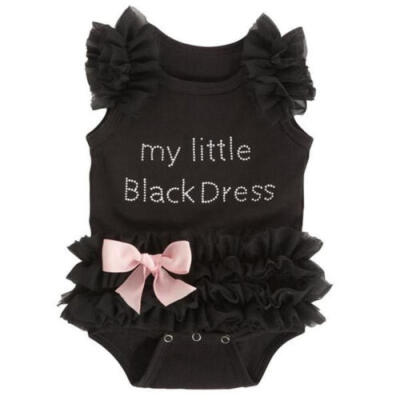 

Newborn Baby Girls Clothes Little Black Dress Lace Tulle Romper Outfits