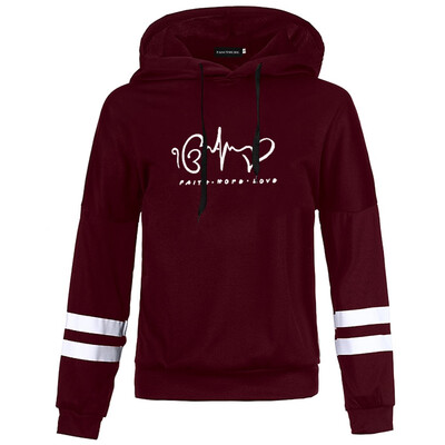 

New Autumn And Winter Women Teen Girl Casual Hoodie Faith Hope Love Letter Printed Hooded Sweatshirt Pullover Tops
