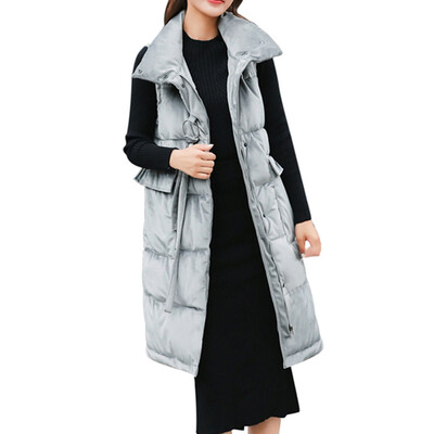 

Toponeto Womens Solid Warm Stand Collar Jacket Slim Button Winter Parka Outwear Coat Vest