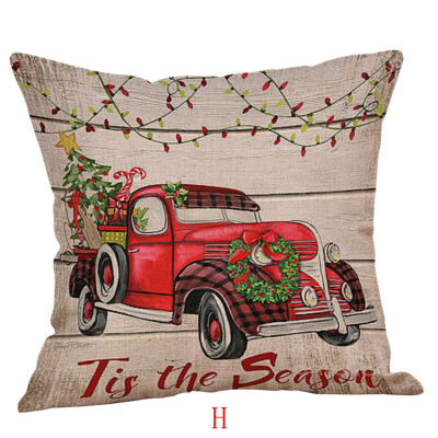 

Tailored Happy Christmas Pillow Cases Linen Sofa Cushion Cover Home Decor Pillow Case