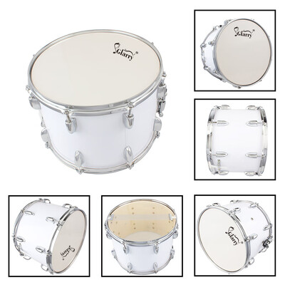 

Glarry Student Marching Drum Set with Key Strap&Two Drumsticks for School Band White14 x 10