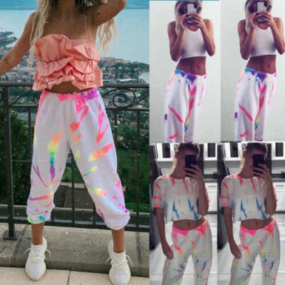 

New Womens Trousers Reflective Joggers Casual Baggy Leggings Harem Long Pants