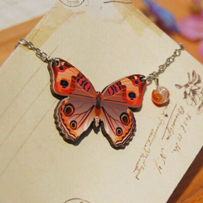 

Sen system wooden butterfly necklace Gypsy Boho Colorful Butterfly Necklace Good Wooden Necklace Painted Butterfly Unique Gift
