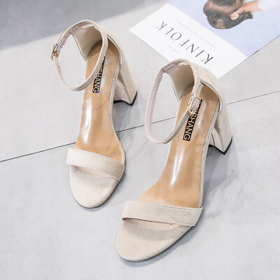 

Ins sandals womens summer Korean version of the bolder with fairy wind a word with high heels female