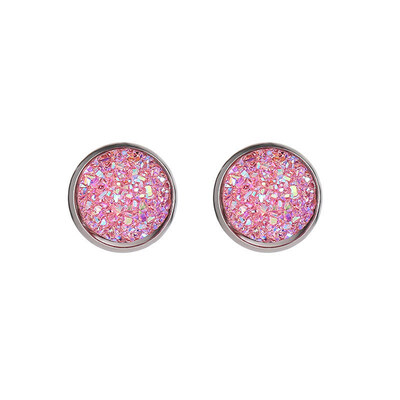 

Temperament Geometric Round Star Shaped Stud Earring Symmetrical Inlay Color Stainless Steel Wild Earbob