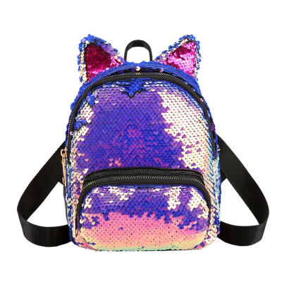 

Cute Sequins Cat Ear Backpacks Women Shoulder School Bags Small Knapsack