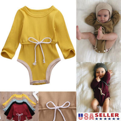 

US STOCK Newborn Baby Girl Clothes Long Sleeve Romper Jumpsuit Cotton Outfits