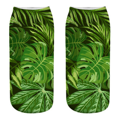 

1 Pair Women Ankle Sock Unisex Tropical Plant Flower Pattern Cotton Socks 3D Printing Funny Socks