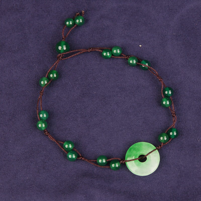

Fashion anklet green jade bracelet hand-woven national wind foot chain ladies bracelet fashion jewelry