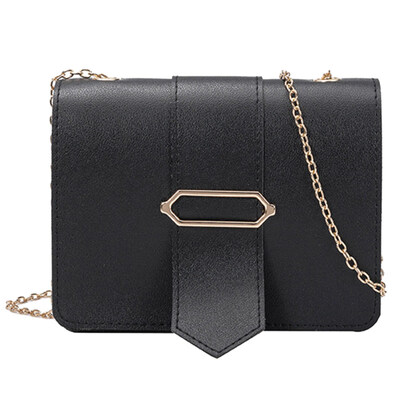 

Fashion Women Solid Color Square Chain Shoulder Bag Faux Leather Crossbody Pouch