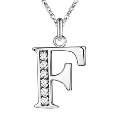 

Simple Shiny Zircon 26 English Letters Pendant Women Men Thin Necklaces Jewelry