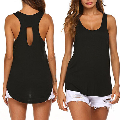 

Nomeni Women High Low Hem Backless Workout Tank Top Sleeveless Yoga Shirt Blouse