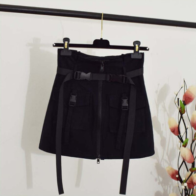 

Roseonmyhand Womens Basic Versatile Solid Color Pocket zipper Skirt Stretchy Mini Skirt