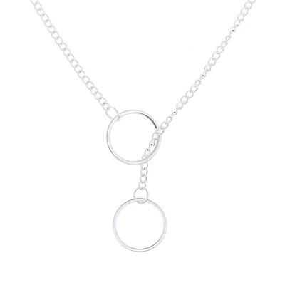 

Fashion Jewelry New Gold-color Karma Double Circle Alloy Chocker Pendant Short Necklace For Women