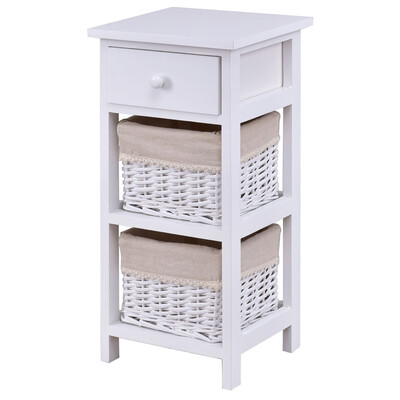

Wooden Morden Nightstand with 2 Wicker Rattan Drawers