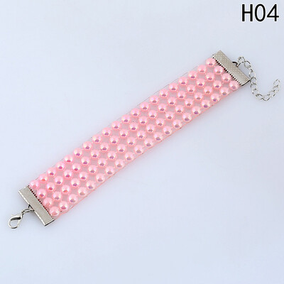 

Stylish Women Charm Personality Simple Multi-layer Pearl Crystal Inlaid Bangle Bracelet Wristband Bridal Jewelry Gifts