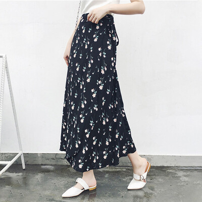 

Floral Womens Summer Skirts Below The Knee Korean Style Fairy Elegant Casual
