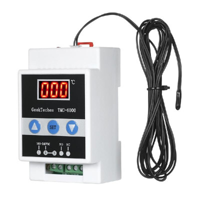 

GeekTeches TMC-6000 110-240V Guide Rail Digital Temperature Controller Thermostat Refrigeration Heating Temperature Control 1 Rela