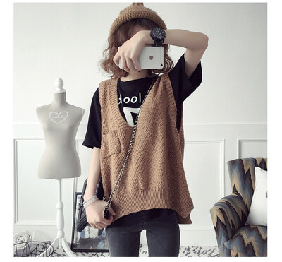 

2018 spring&autumn 2018 Korea new loose short knitted vest women fashion trend clothes pullover women vest