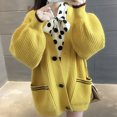 

Tailored Women Fashion Solid Buttons Pockets Knitted Sweater Tops Cardigan Coat