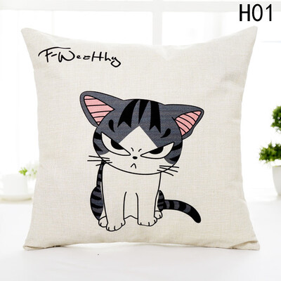 

Chis Sweet Home Cat Cotton Pillow Case Sofa Waist Throw Cushion Cover Home Car Decor