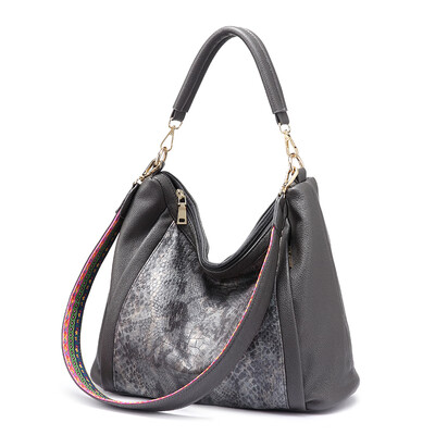 

REALER designer handbags high quality shoulder bags women soft artificial leather large tote bags ladies hobo Serpentine print