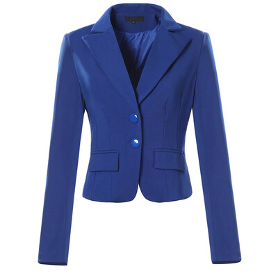 

Toponeto Womens Jacket Solid Color Two Button Pocket Slim Fit Small Suit Coat BKL