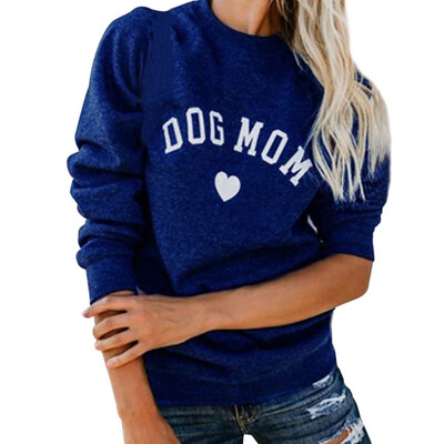 

Dog Mom Womens Plus Velvet Fashion Long Sleeve Casual Sweatshirt Printing Heart-shaped Print Kawaii Sweatshirt Clothing