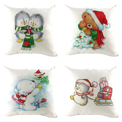 

Siaonvr 4Pcs Christmas Pillow Cover Pillowcases Decorative Sofa Cushion Cover Decoration