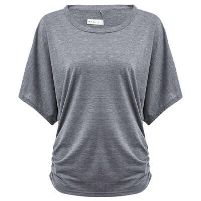 

Bat Sleeve Jewel Neck Plain T-Shirt