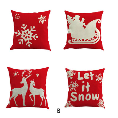 

Tailored 4PC Christmas Cotton Linen Sofa Car Home Waist Cushion Cover Throw Pillow Case