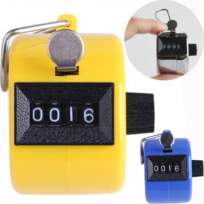 

〖Follure〗2Pcs Tally 4 Digit Palm Counters Counter Hand Clicker Manual Handy Mechanical Chrom