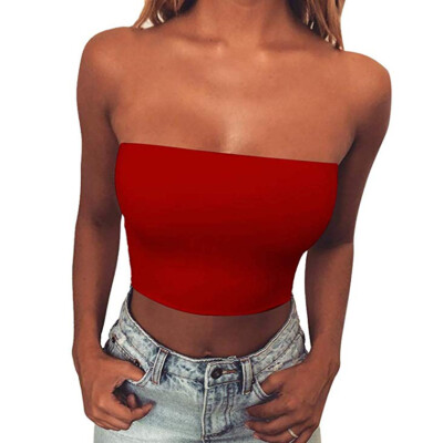 

Women Sexy Striped Crop Top Bustier Tube Crop Tank Top Cami Tops Vest Blouse