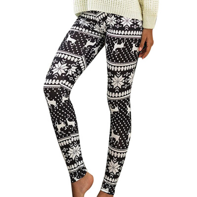 

New Christmas Women Ladies Fashion Casual Snowflake Deer 3D Print Leggings Christmas High Waist Yoga Pants Plus Size