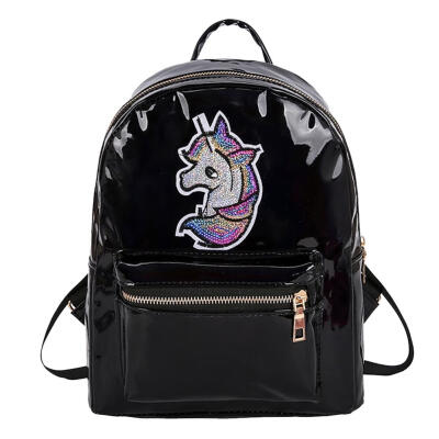 

Horse Print Travel Backpacks Women Laser Plastic Holographic School Bags