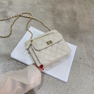 

Womens bag 2019 new wave Korean fashion chain shoulder Messenger bag female wild ins rhombic chain small square bag