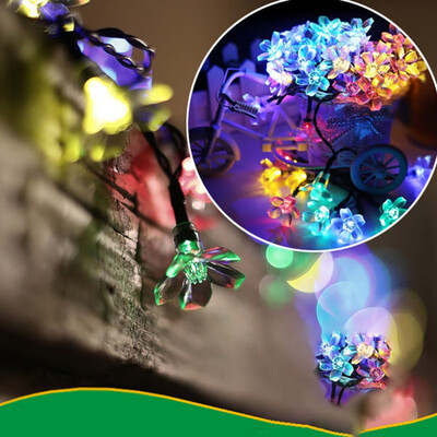 

New Year 50 LED Outdoor Flower Shape Solar String Lights Waterproof For Garden Stage Outdoor Wedding Party Decoration