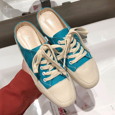 

Flat-bottomed semi-slippers female summer leopard print without a heel fashion casual lazy sails canvas shoes casual lazy ca
