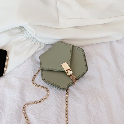 

2019 new Korean version of chic fringed polygon chain bag female fashion simple wild temperament shoulder Messenger bag