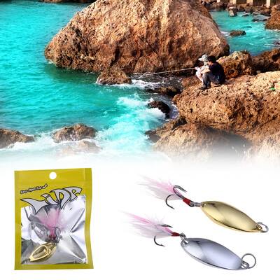 

Saidsome Metal Spinner Spoon Hard Baits Sequins With Feather Treble Hook Fishing Lure 5g fishing bait fishing lure