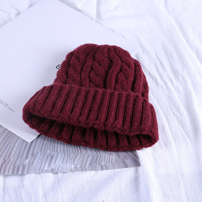 

Tailored Womens Winter Warm Candy Colors Knitted Sleeve Hat Plus Velvet Wooly Cap Soft